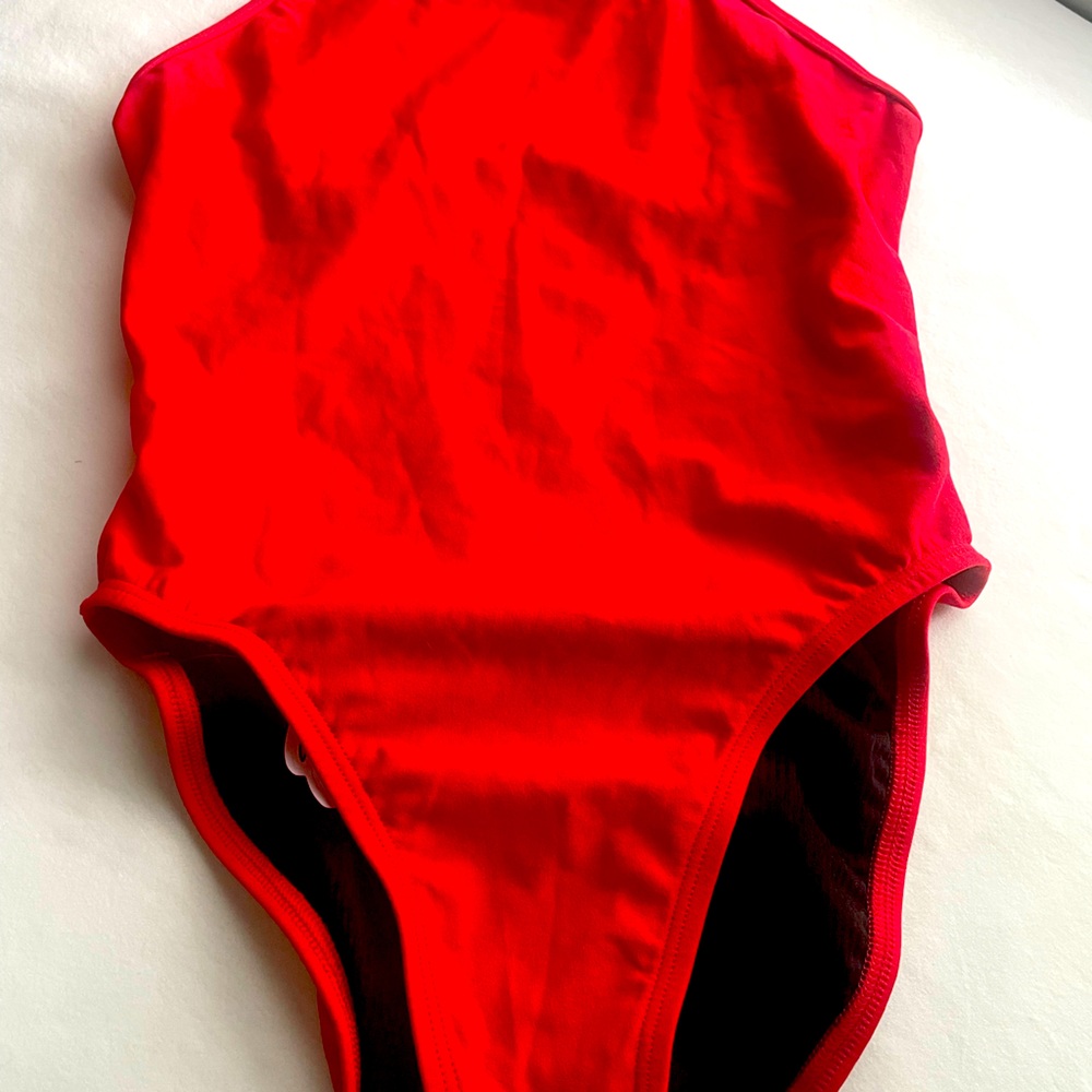 Red High Cut One Piece Swimsuit